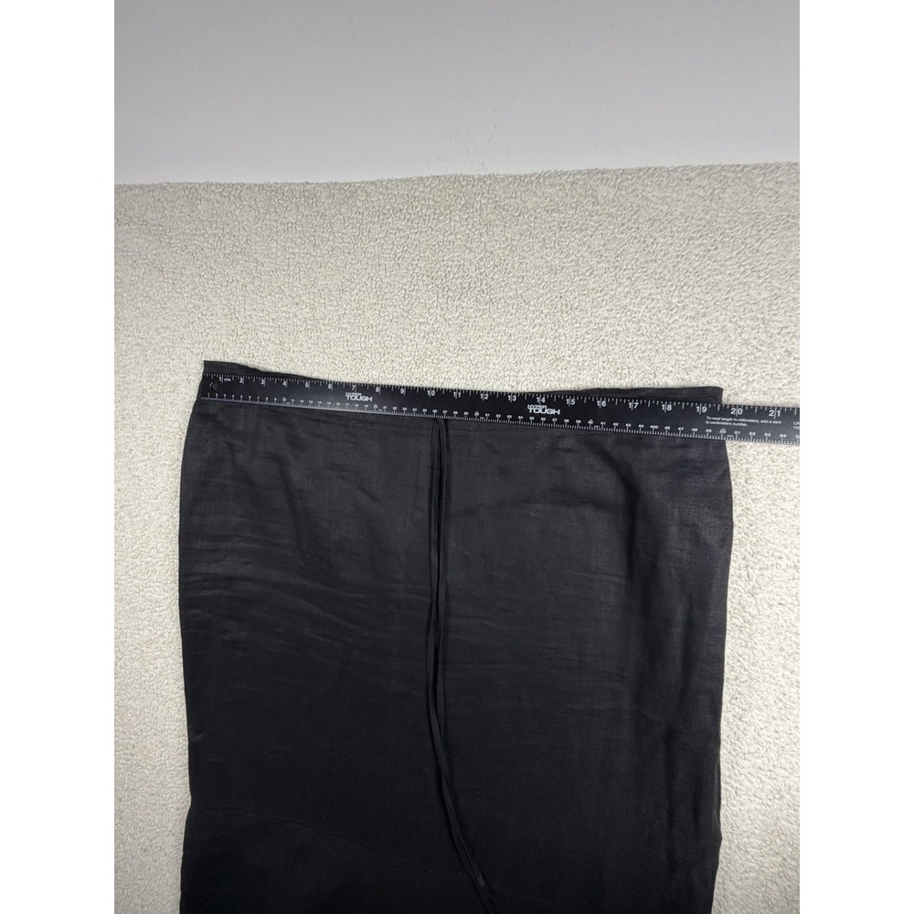 Womens Black Linen Maxi Skirt Drawstring Waist Flounce Hem Boho Unbranded - Picture 3 of 8